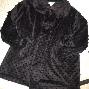 Girls Black “minky” fabric coat